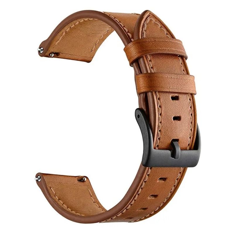 Correa SmartWatch 22 mm - Cuero Café Claro con Hilo Café-0