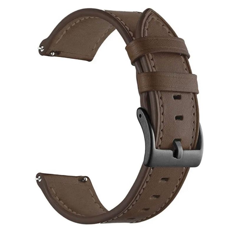 Correa SmartWatch 22 mm - Cuero Café Oscuro con Hilo Café-0