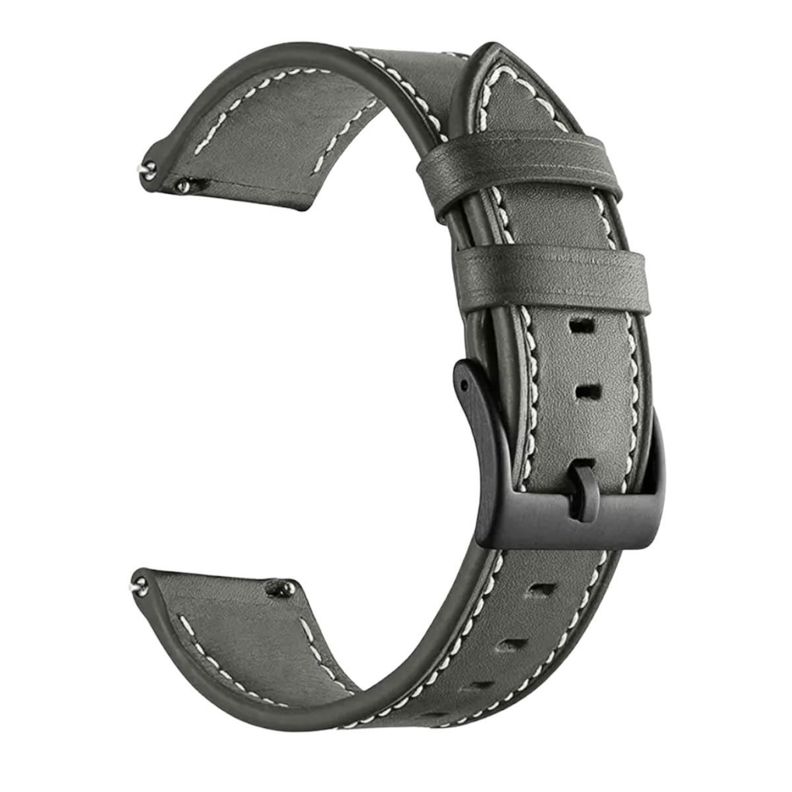Correa SmartWatch 22 mm - Cuero Gris con Hilo Blanco-0