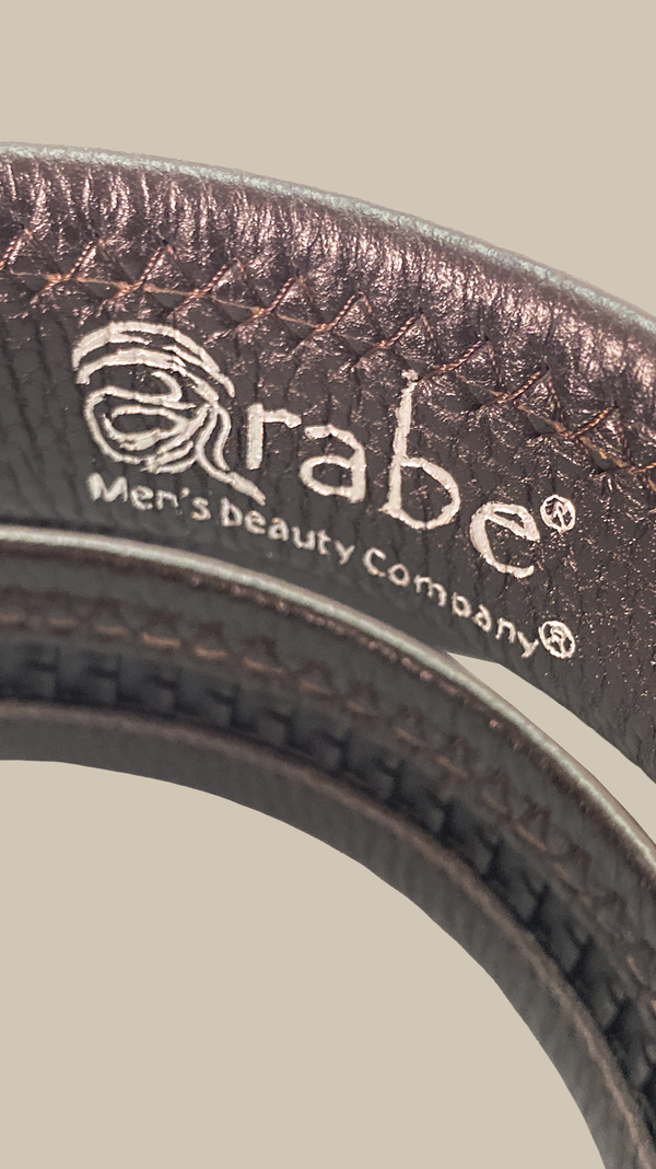 Cinturón con hebilla rectangular negro brillante con impresión marca exclusiva Arabe® Men's beauty c-2