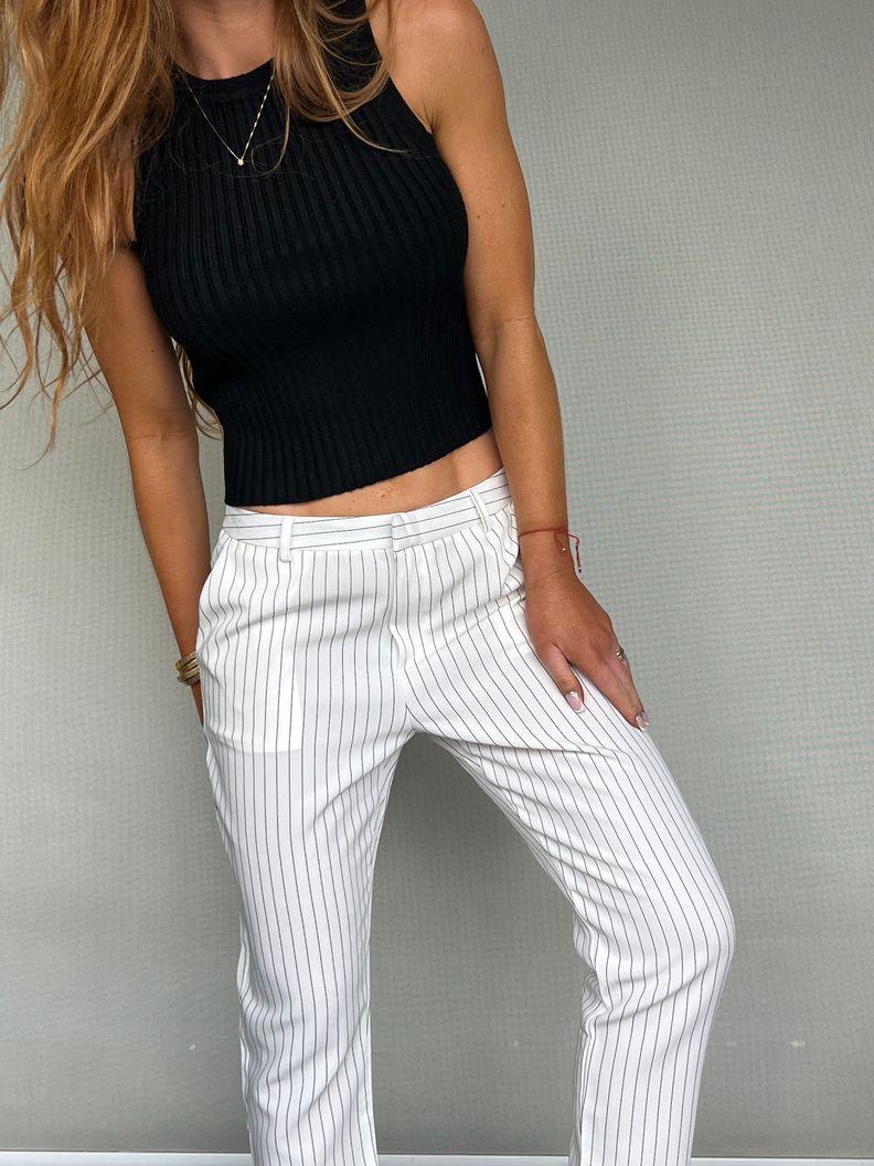 Pantalón  Rayado puro blanco-3