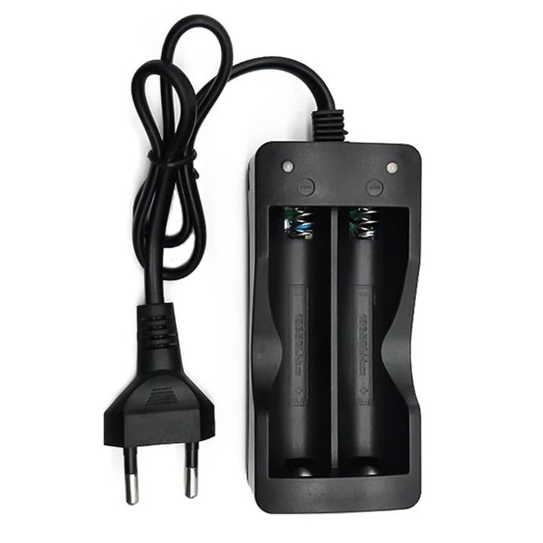 Cargador Baterías Recargables Litio 18650 Enchufe Pared 2 Ranuras No Ajustable Básico-0