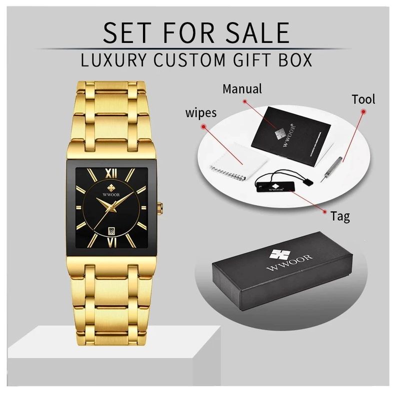 Reloj de Lujo Cuarzo Y Acero Inoxidable WWOOR Cronógrafo Impermeable Resistente-1