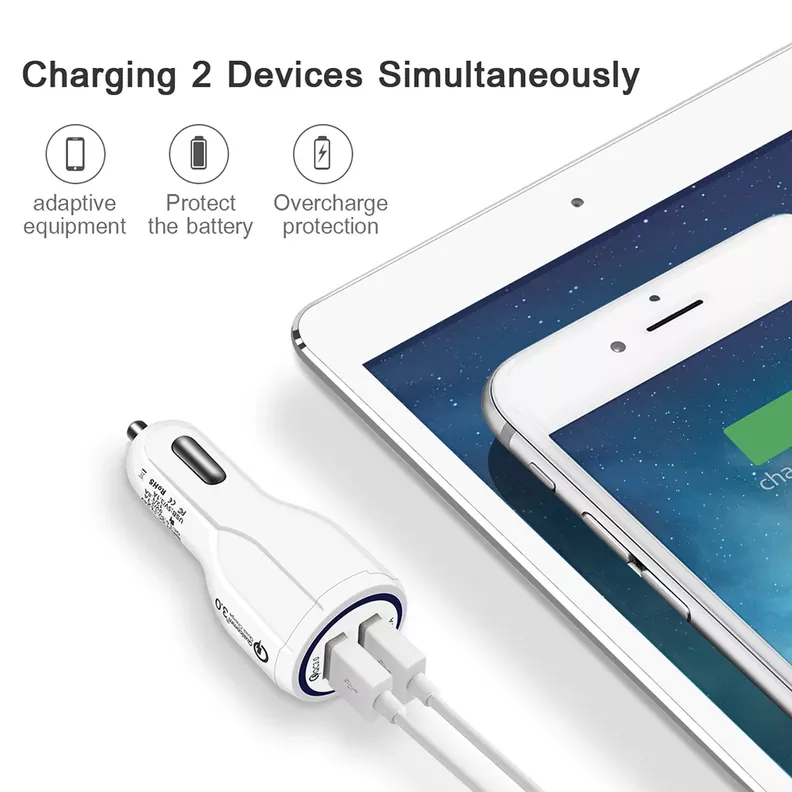 Cargador De Celular Auto Carga Rapida 3,1 Amp. 2 Doble USB-4