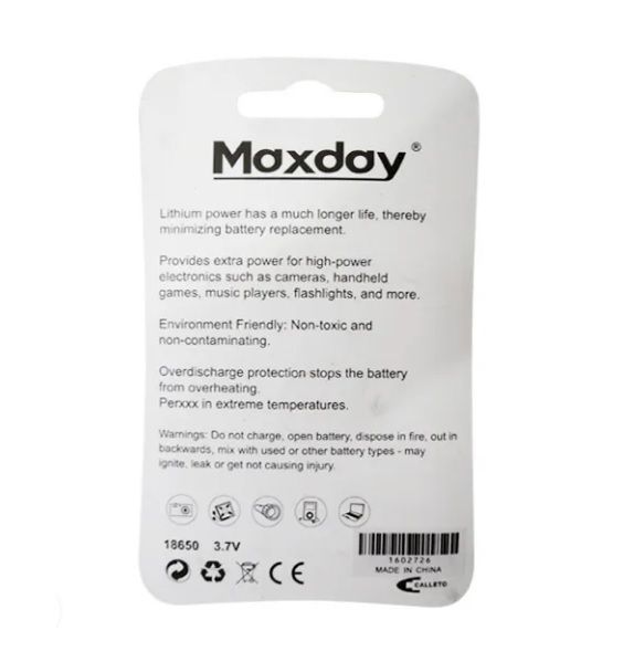 Pilas Baterias Recargables de Litio 18650 MaxDay 4000mAh-3