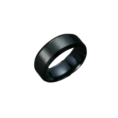Anillo Titanio Anillos Juveniles Acero Quirurgico Acero Inoxidable Matte opaco  curvo Chile Negro-0