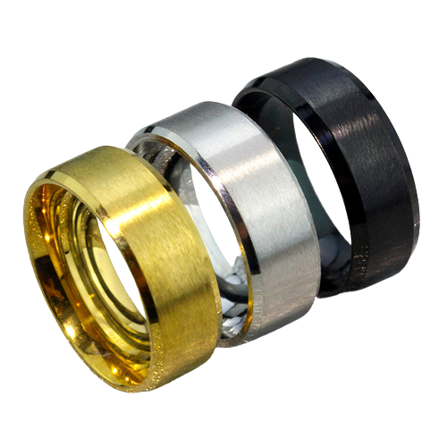 Anillo Titanio Anillos Juveniles Acero Quirurgico Acero Inoxidable Matte opaco  curvo Chile Negro-1