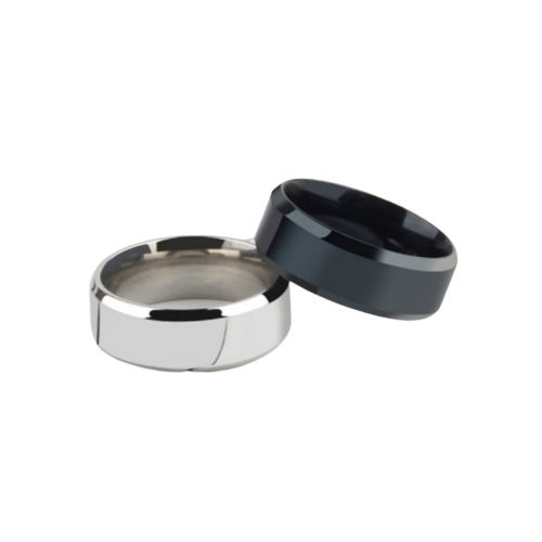 Anillo Titanio Anillos Juveniles Acero Quirurgico Acero Inoxidable Matte opaco  curvo Chile Negro-2