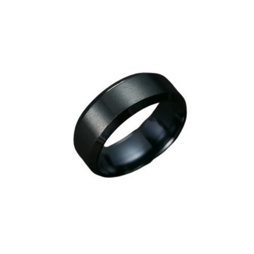 Anillo Titanio Anillos Juveniles Acero Quirurgico Acero Inoxidable Matte opaco  curvo Chile Negro-3