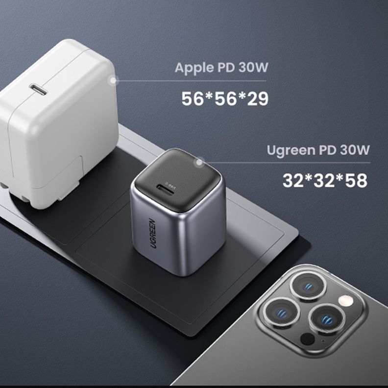 Cargador 30W Mini Nexode GAN TECH PD Gris CD319-90666-1