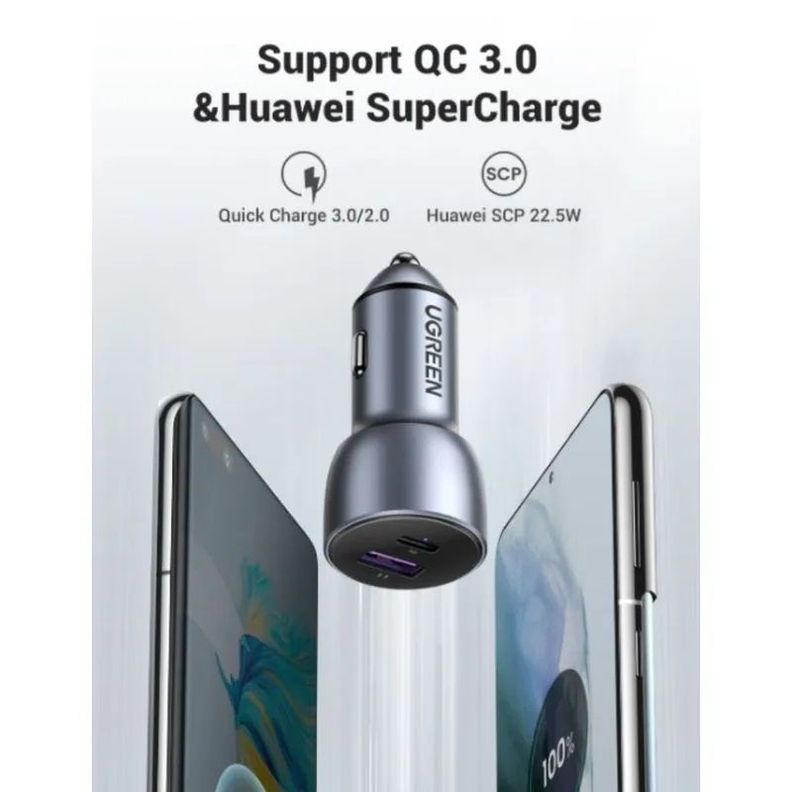 Cargador Automóvil 1USB-C + 1USB-A Carga rápida 42.5W MAX ALUMINIO-2