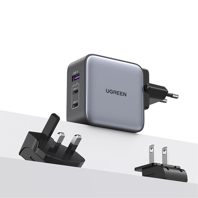 Cargador 65W Nexode 2 USB-C /1 USB-A Con US/UK/EU Plug para viajar-0