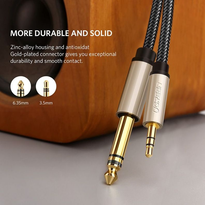 Cable de Audio Plug Estereo 35mm a Plug 63 Estereo MM 5 Metros Negro AV127
