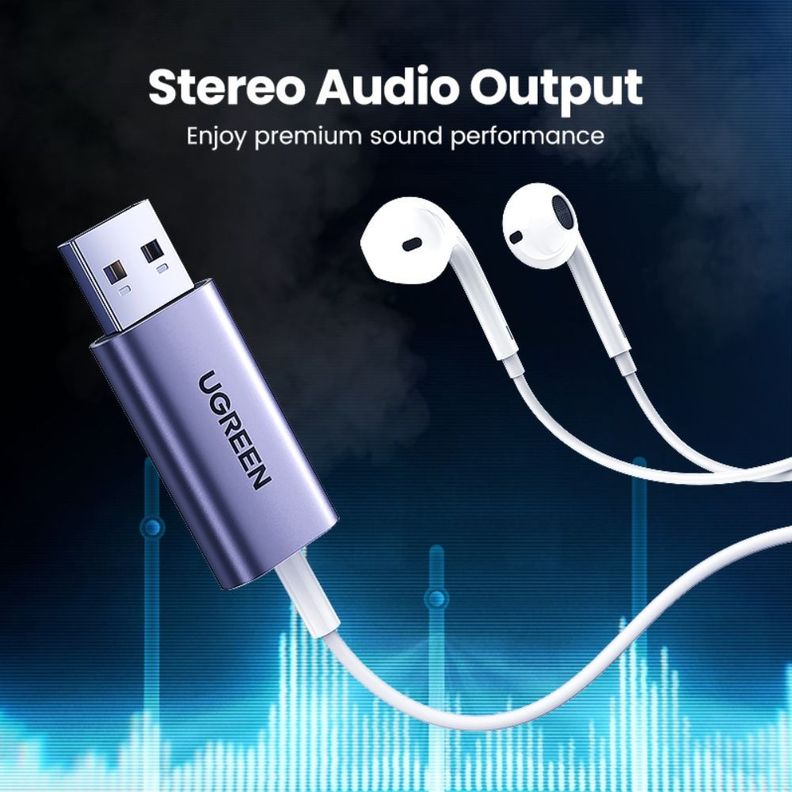 Tarjeta De Audio Externa Usb-A/Jack 3.5Mm M/H (Audio Estereo + Mic) Aluminio Ugreen Cm383-2