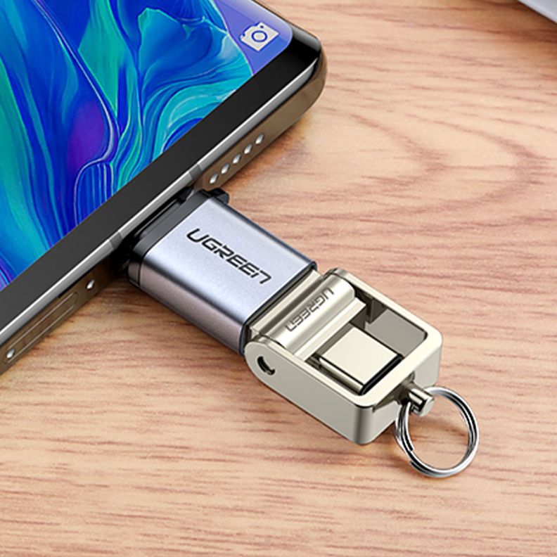 Adaptador OTG USB-C 3.1 M/H a USB-A 3.0 de Aluminio Silver US270-1
