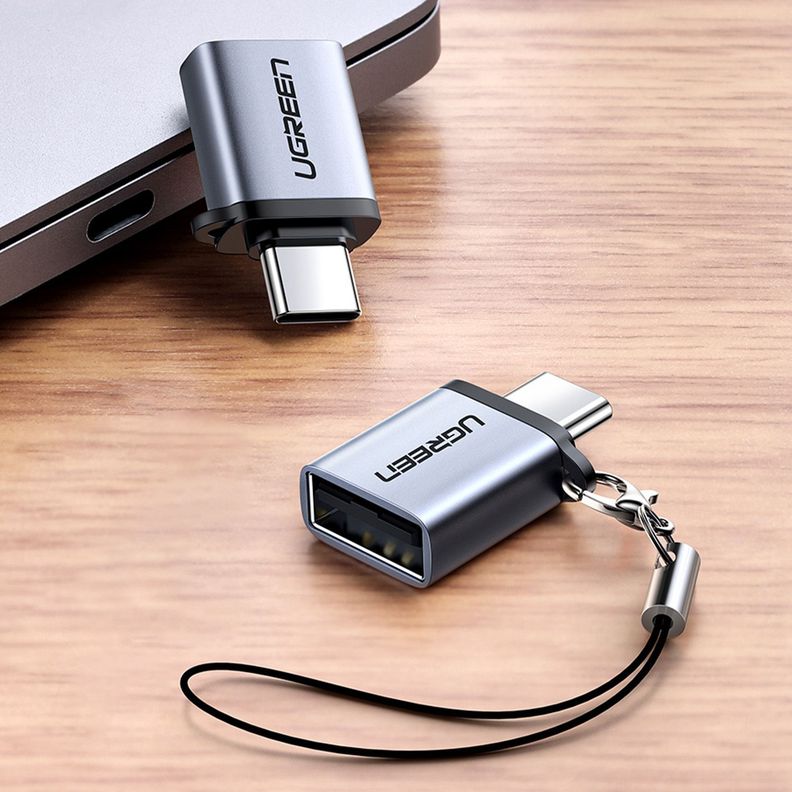 Adaptador OTG USB-C 3.1 M/H a USB-A 3.0 de Aluminio Silver US270-3