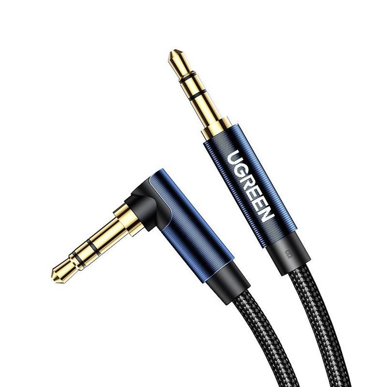 Cable Audio Auxiliar Curvo 1 Metro Plug 3.5mm M/M Trenzado Azul Oscuro AV112-0