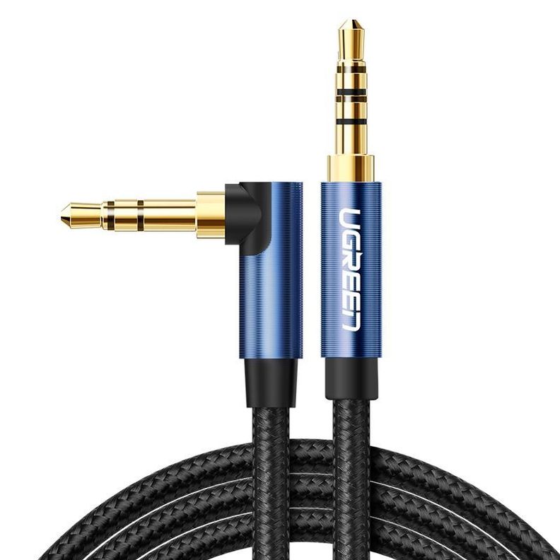 Cable Audio Auxiliar Curvo 1 Metro Plug 3.5mm M/M Trenzado Azul Oscuro AV112-1