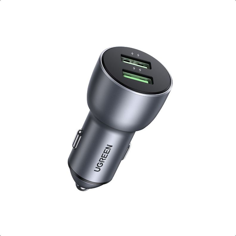 Cargador Auto 2USB-A 36W Aluminio Ugreen Negro