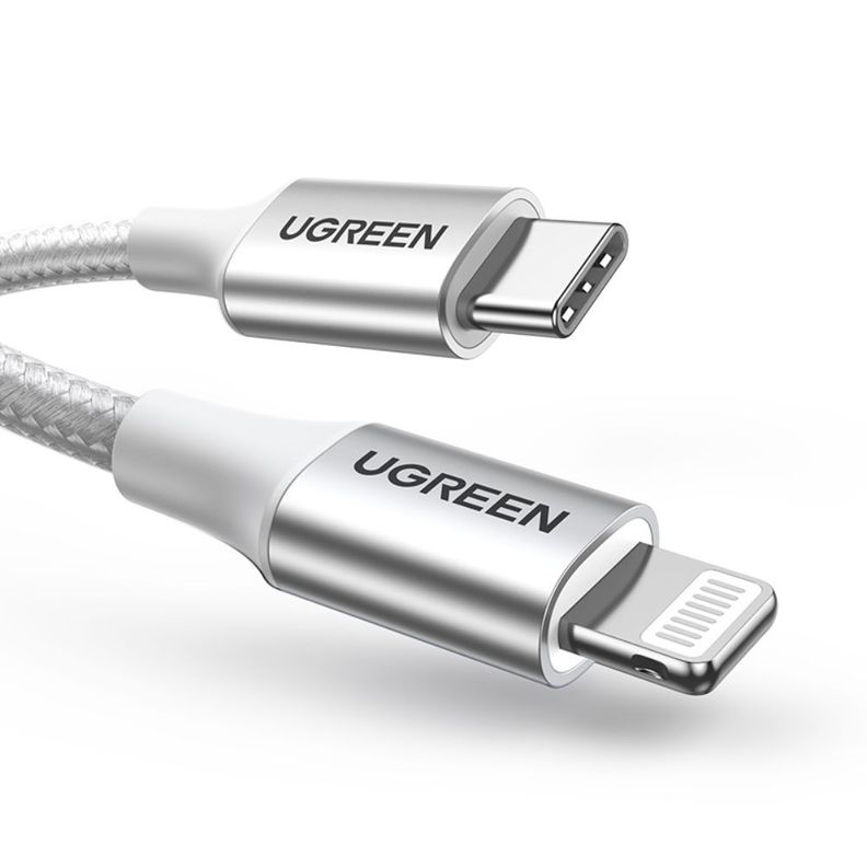 Cable LightningUSB-C 3A 1M MFi Gris Ugreen US304 Negro