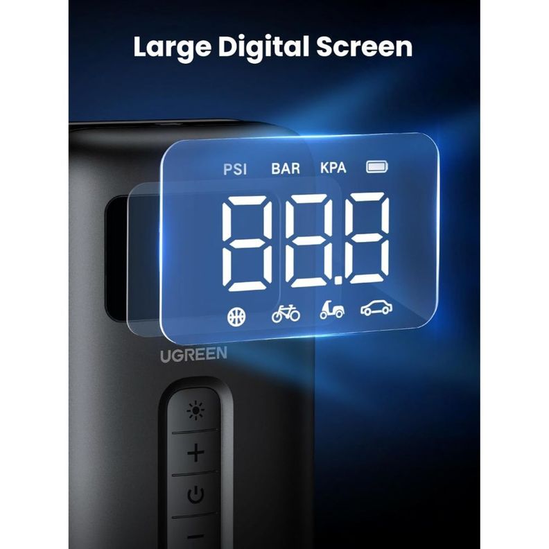 Inflador Recargable Portable 150Psi Max Negro Ugreen Cd259-3