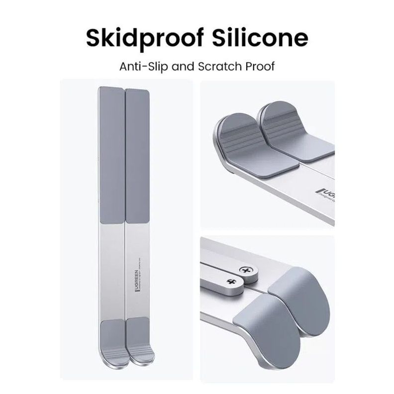 ALZADOR PLEGABLE PORTATIL PARA NOTEBOOK 17.3 MAX ALUMINIO SILVER UGREEN LP451-2