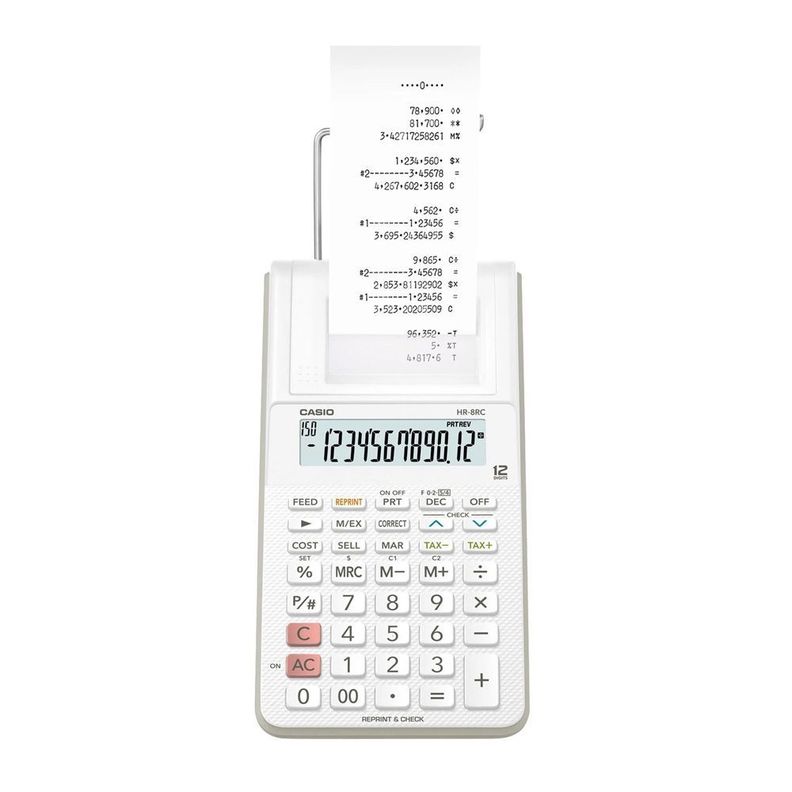 Calculadora Rollo Casio color Blanco HR-8RC-WE-1