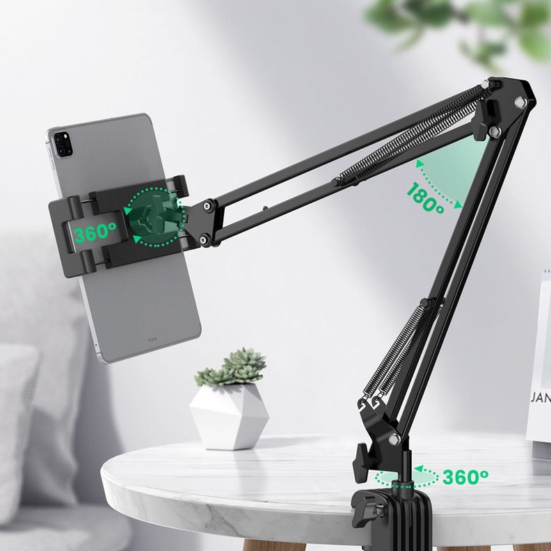 Soporte Universal Escritorio Tipo Brazo para Celular/Tablet (4-12.9 pulgadas) Negro-2