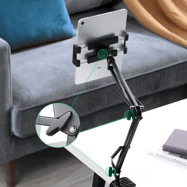 Soporte Universal Escritorio Tipo Brazo para Celular/Tablet (4-12.9 pulgadas) Negro-3