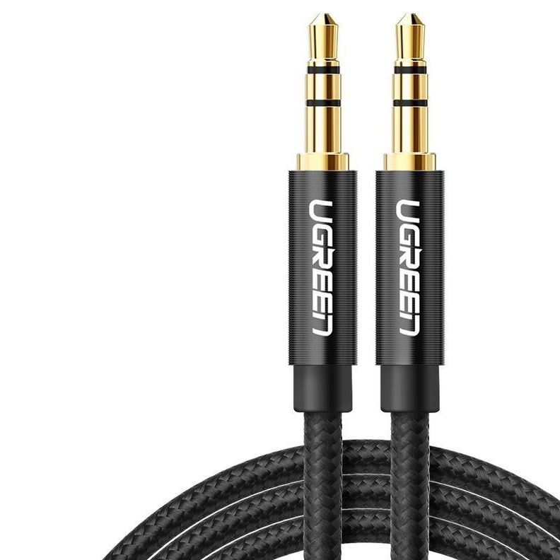 Cable de Audio Auxiliar Plug a Plug 3.5mm M/M 2 Metros Trenzado Negro AV112-0