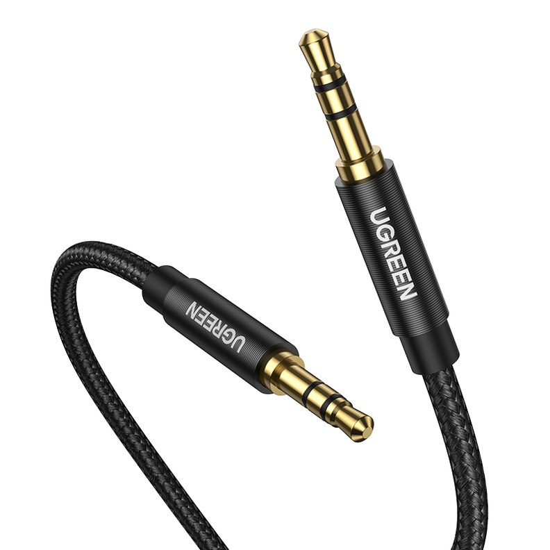 Cable de Audio Auxiliar Plug a Plug 3.5mm M/M 2 Metros Trenzado Negro AV112-1