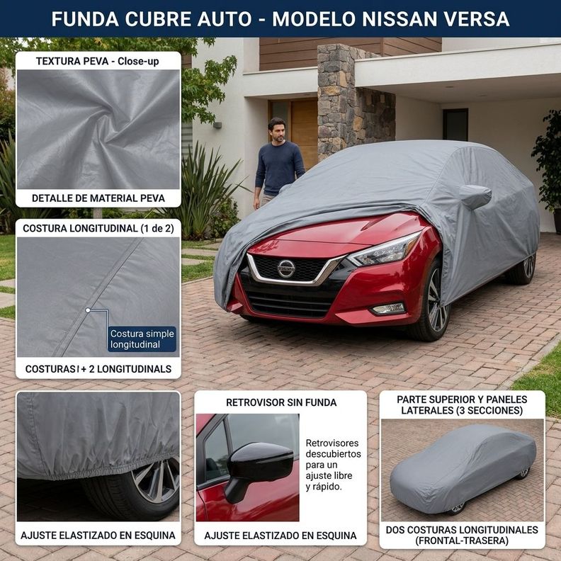 Funda Cubre Auto Gris Plomo Protectora - Modelo Versa