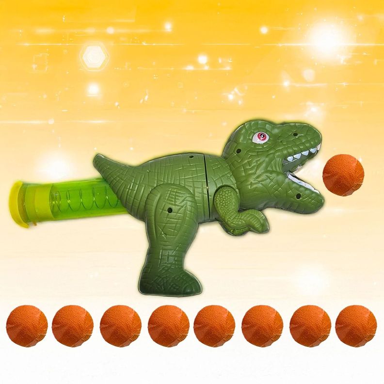 Dinopistola de aire a presión+9 pelotas dinosaurio Verde-1