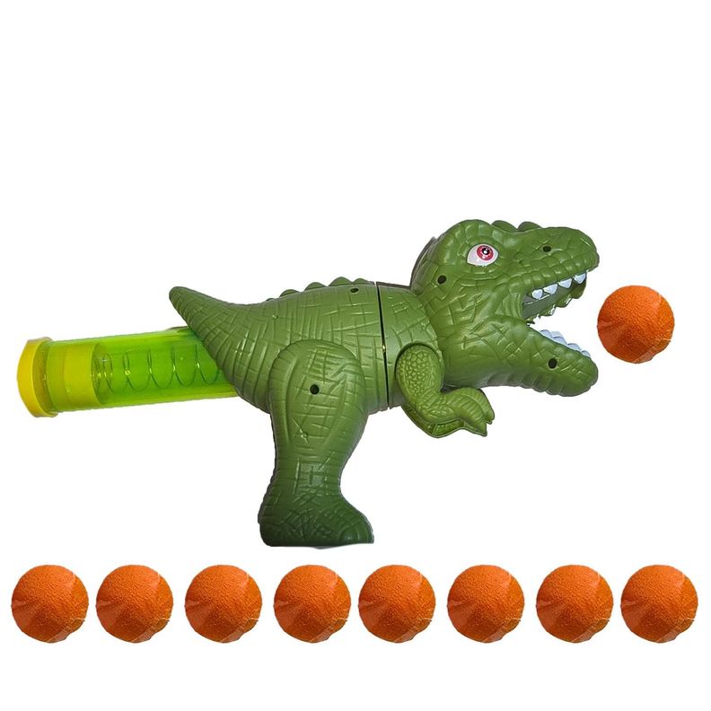 Dinopistola de aire a presión+9 pelotas dinosaurio Verde-3