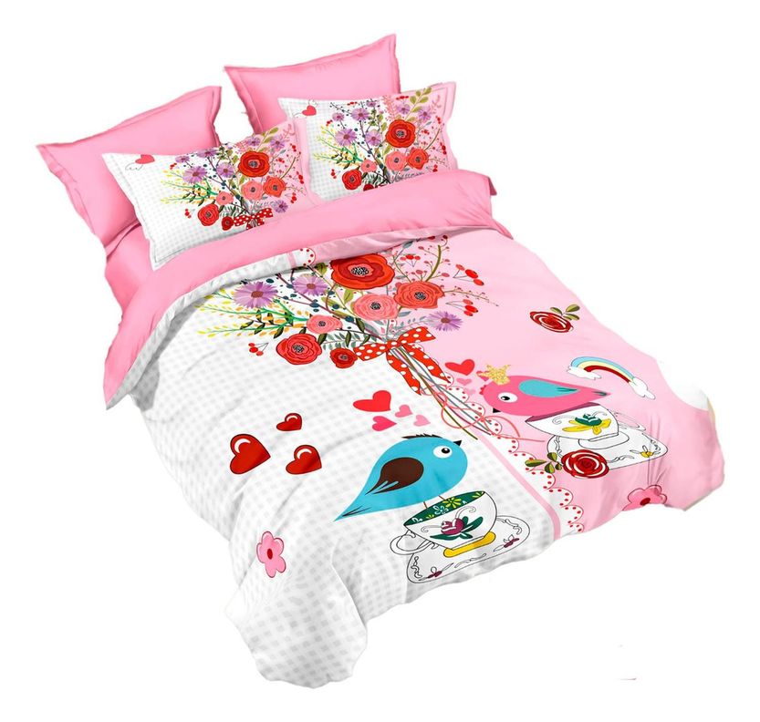 Cubrecama Quilt Verano 1.5 Plazas +funda 50x70 Birds Pin 604-1