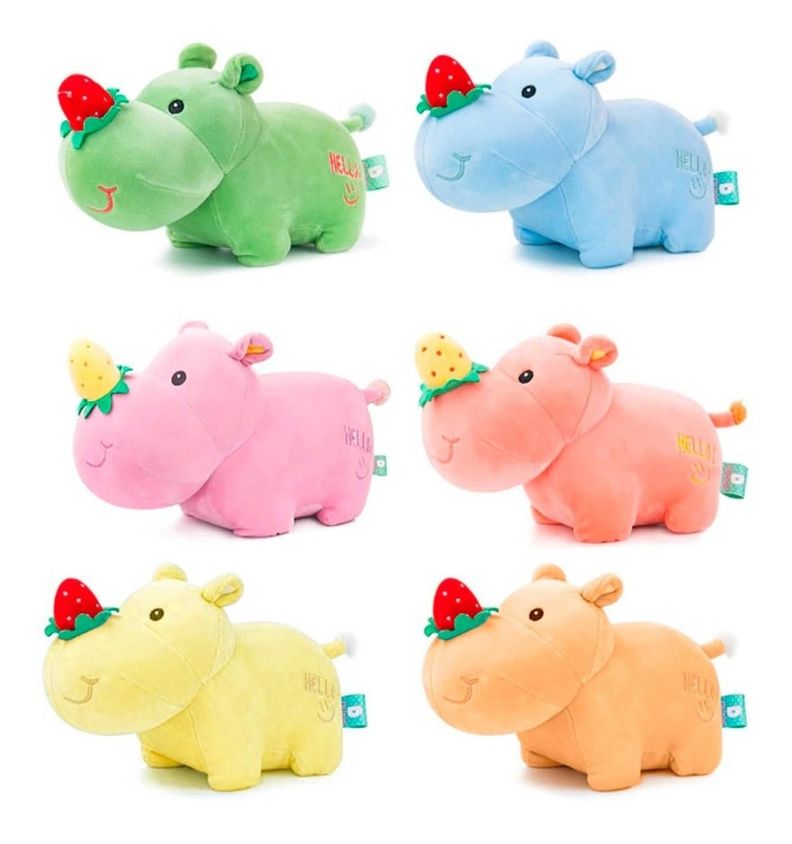 Rinoceronte De Peluche Nariz Frutilla - Colores-1