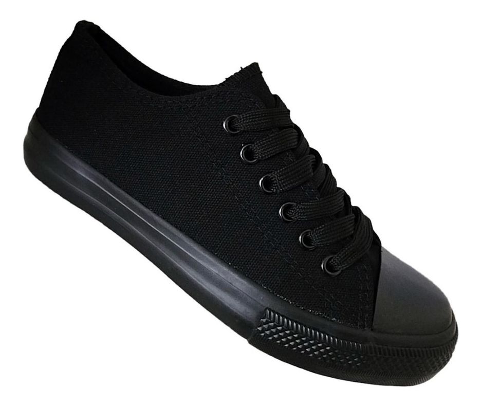 Zapatilla Urbana De Lona Unisex Casual - Negro Completo 7091-0