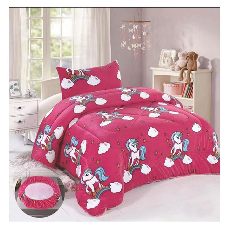Cobertor Chiporro y Sabana Bajera Polar Infantil 1.5 Plazas Unicornio-1