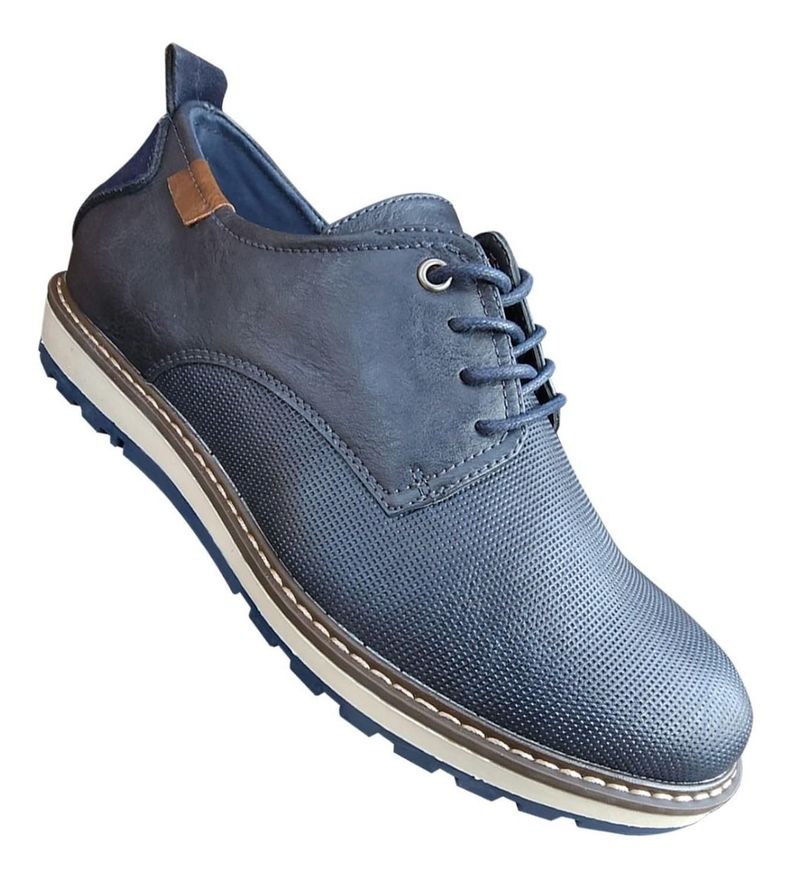 Zapato De Hombre Casual Oxford Cuero Pu - Azul - 7120-0