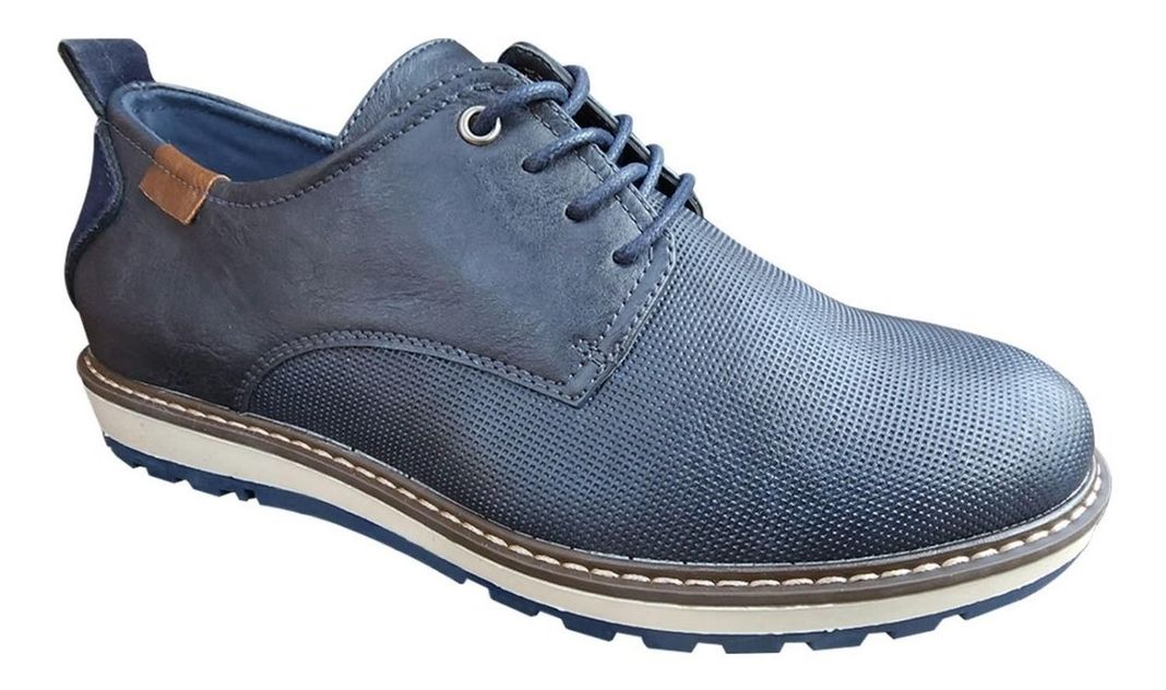 Zapato De Hombre Casual Oxford Cuero Pu - Azul - 7120-1