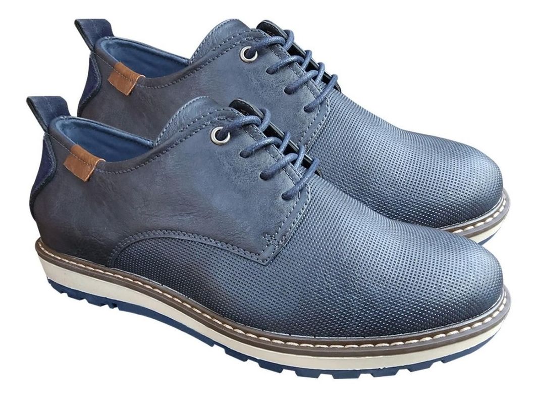 Zapato De Hombre Casual Oxford Cuero Pu - Azul - 7120-2