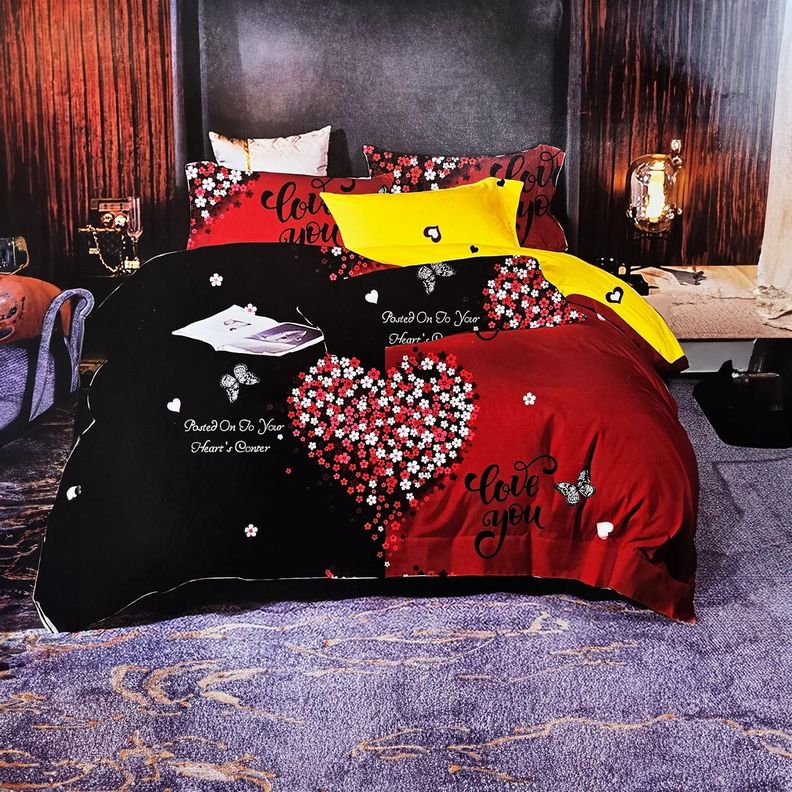 JUEGO DE SABANAS 2.5 PLAZAS KING CORAZON ROJO 620-0