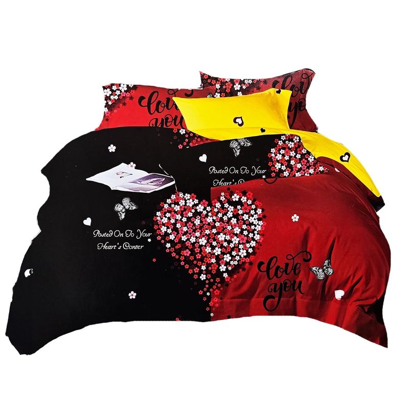 JUEGO DE SABANAS 2.5 PLAZAS KING CORAZON ROJO 620-1