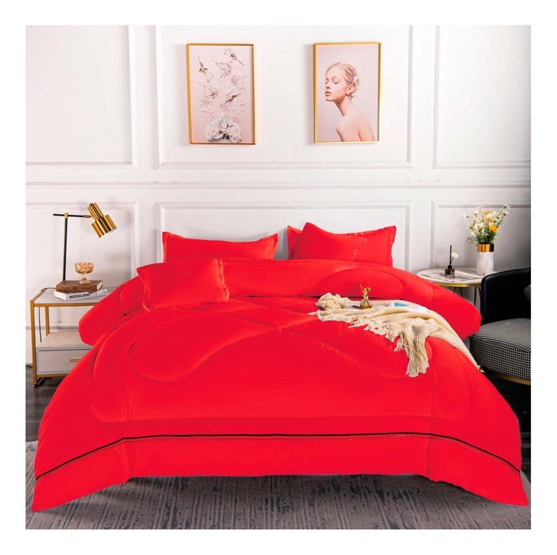 Plumón Cubrecama Acolchado 1.5 Plazas Color Rojo 170x230-0