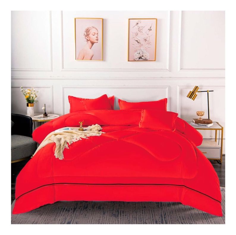 Plumón Cubrecama Acolchado 1.5 Plazas Color Rojo 170x230-1