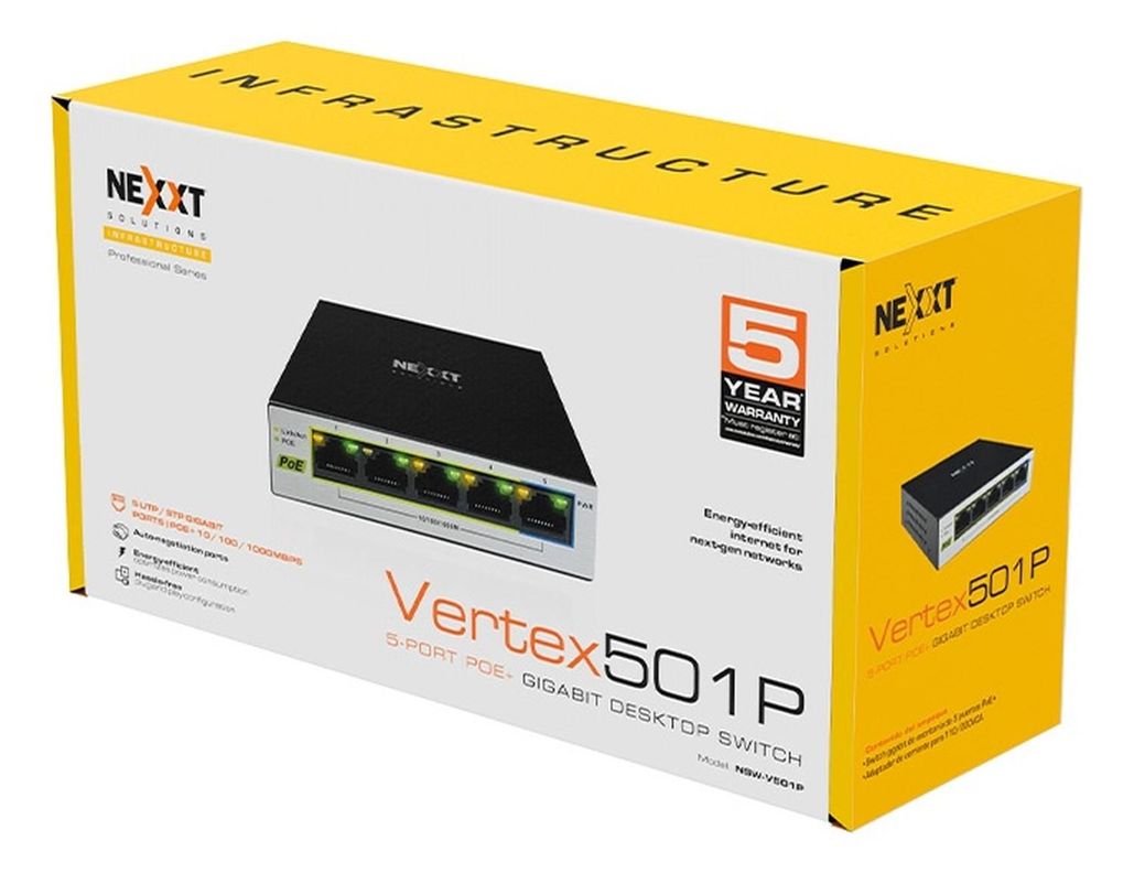 Switch Nexxt De Escritorio Vertex501 5 Puertos Poe+ Ethernet-1