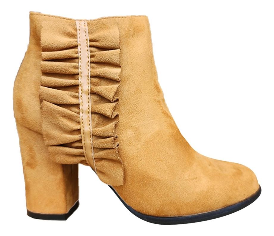 Botin Media Caña Mujer Formal Taco Alto Camel 7320-0