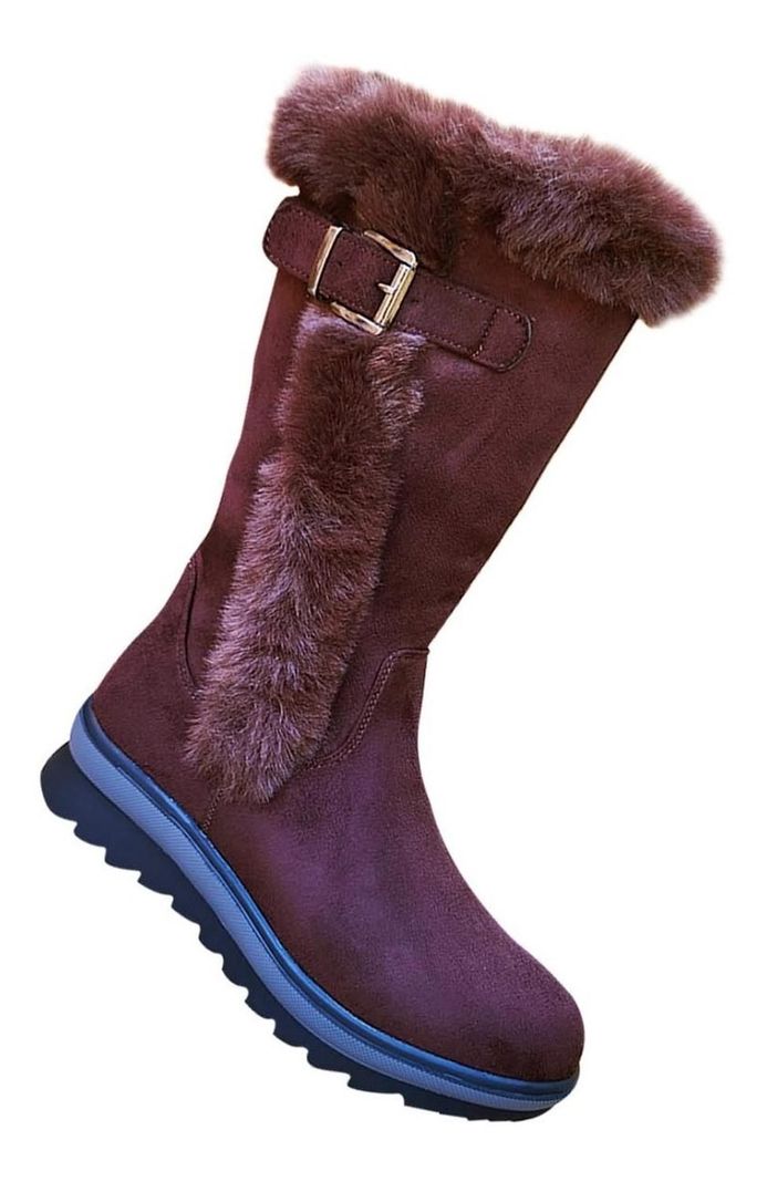 Botas Caña Alta De Gamuza Mujer Casual Otoño Invierno Marrón - 7135-0