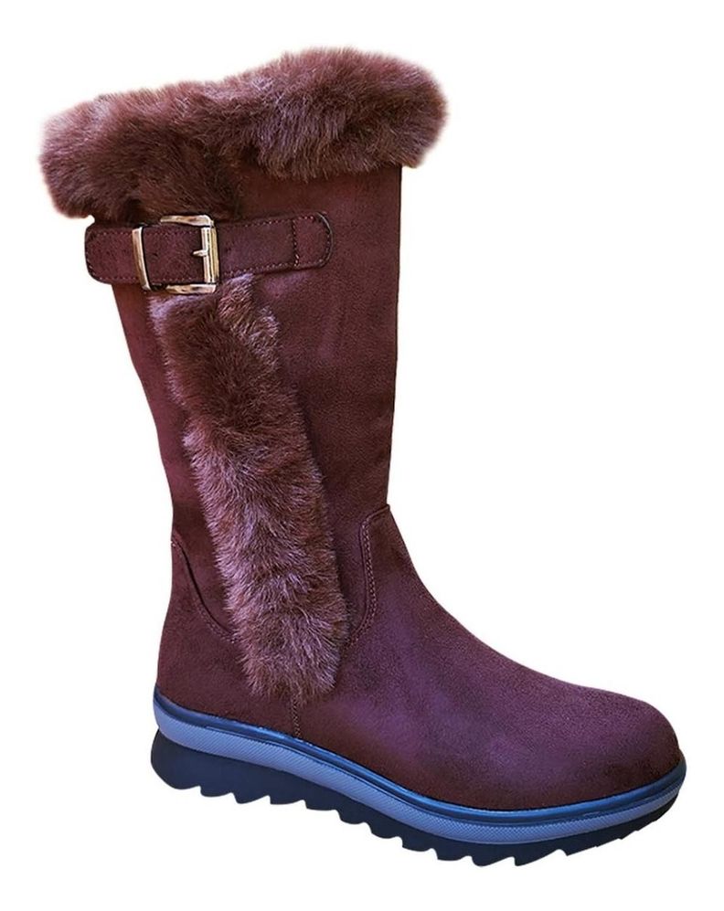 Botas Caña Alta De Gamuza Mujer Casual Otoño Invierno Marrón - 7135-1