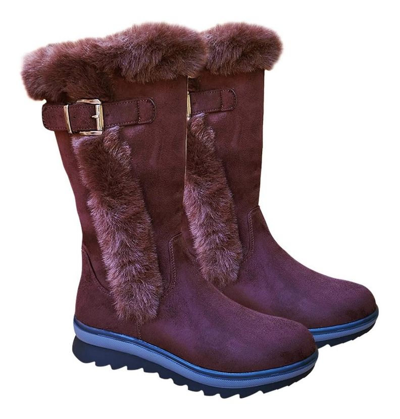 Botas Caña Alta De Gamuza Mujer Casual Otoño Invierno Marrón - 7135-2